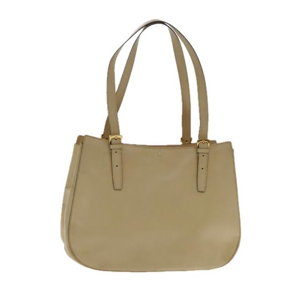 CELINE Tote Bag Leather Beige Gold - Picture 1 of 16